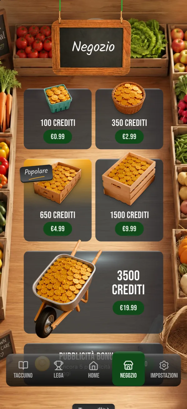 Il negozio: pacchetti di crediti
